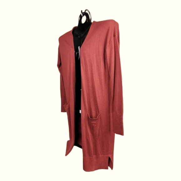 HALOGEN Long Cozy Cardigan in Wine/Burgundy/Merlot‎ - Picture 4 of 8